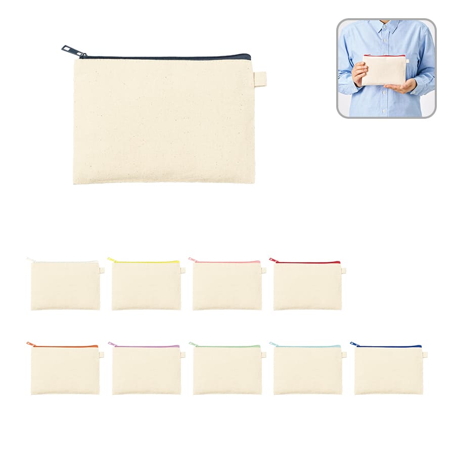 カラーファスナーキャンバスフラットポーチ(S)